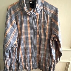 Nike Men's Windbreaker - Blue and Tan Plaid